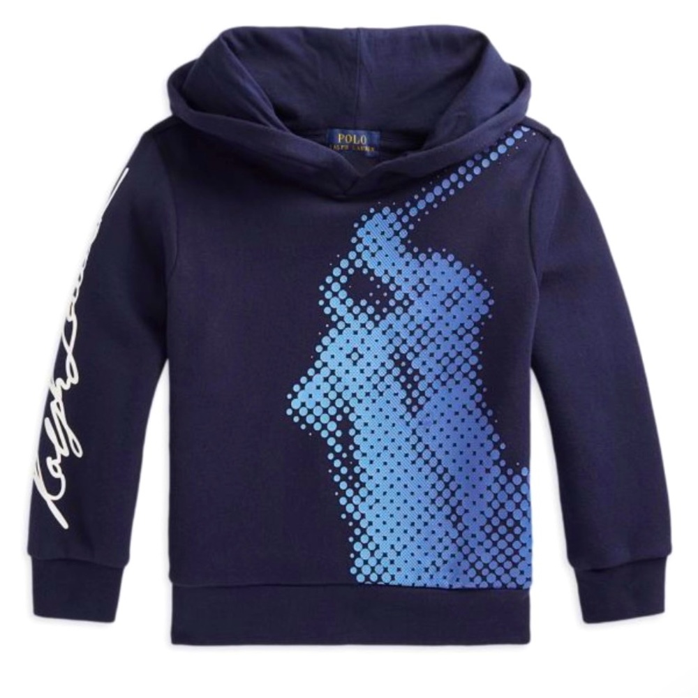 Polo Ralph Lauren Boy's Big Pony Fleece Hoodie, Navy Blue Size 7, New With Tags
